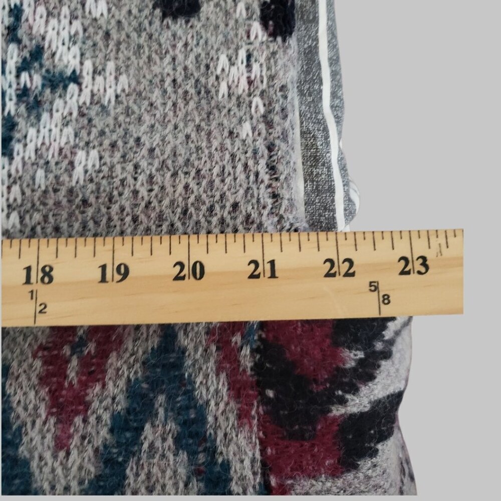 Gioia Donna Vtg Wool Mohair Blend Long Cardigan With Nordic Pattern Gray Meium - Picture 6 of 10